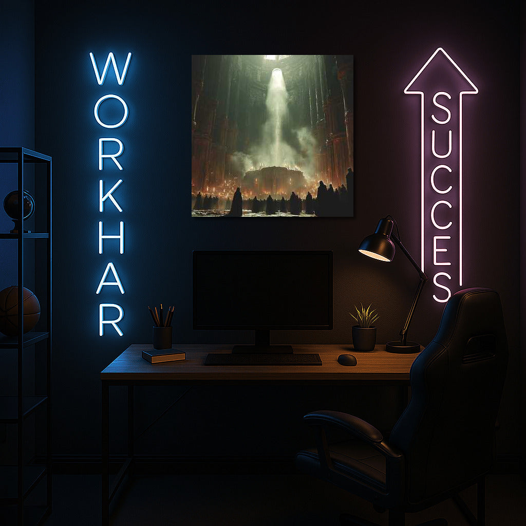 Mystical Figures Under Dark Vaults: Epic Fantasy Scene