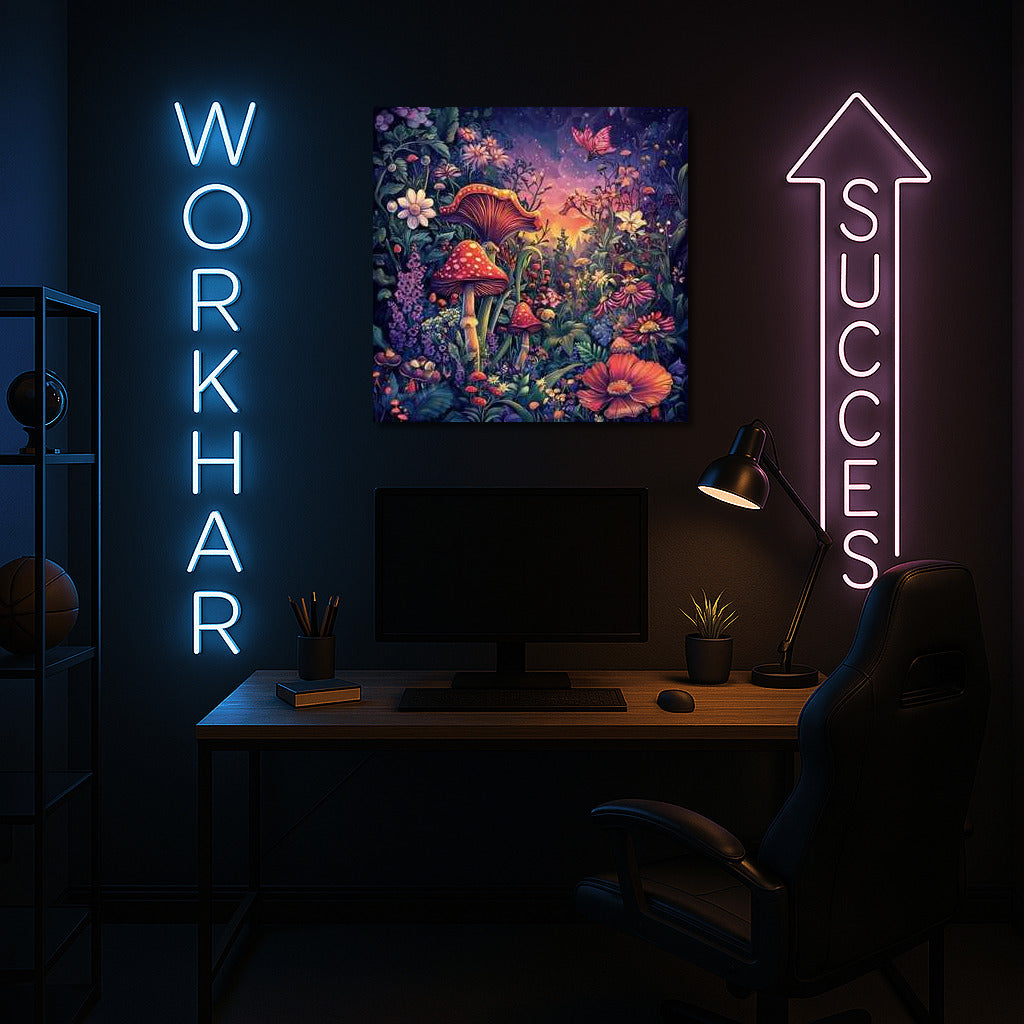 Fairytale Garden: Live Flowers and Mushrooms in Bright Colors