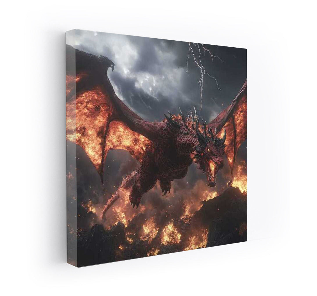 Magic and Power: Huge Red Dragon Fantasy