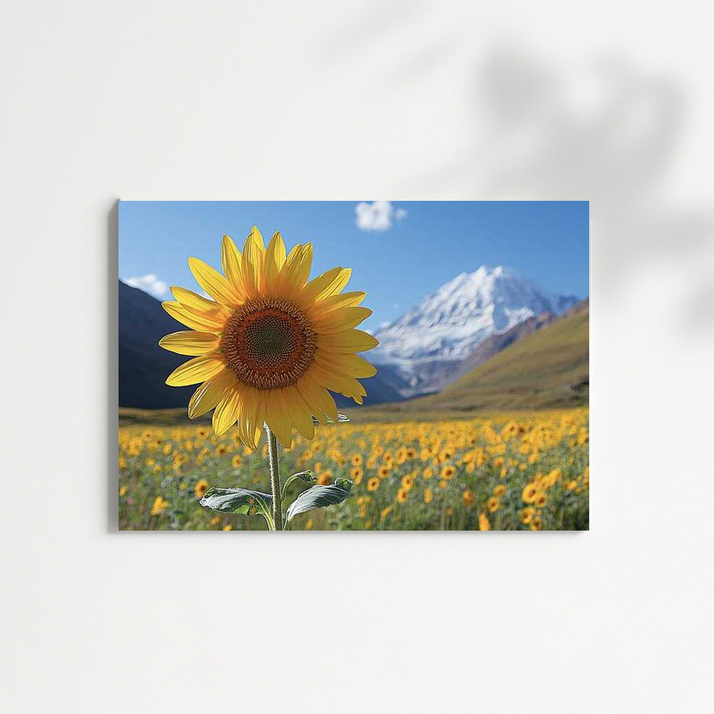 The Majesty of Sunflower on Mountain Background: Bright Flower among Peaks