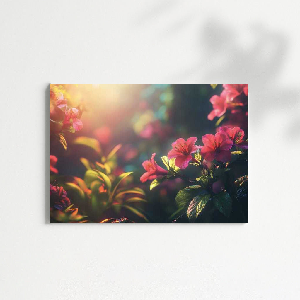 Azalea Blooms in a Japanese Garden: Watercolor Harmony