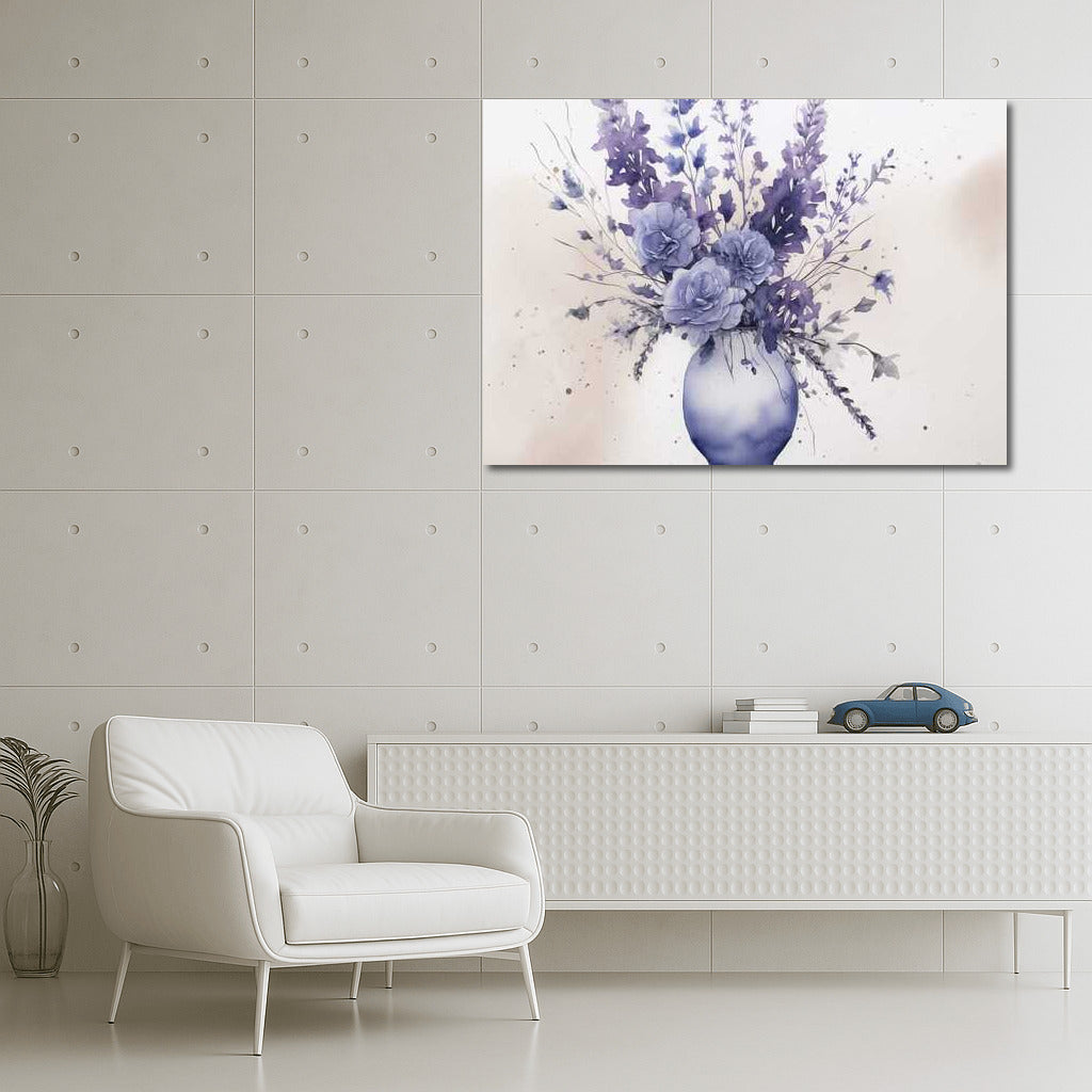 Lavender Dreams and Roses in a Tall Vase