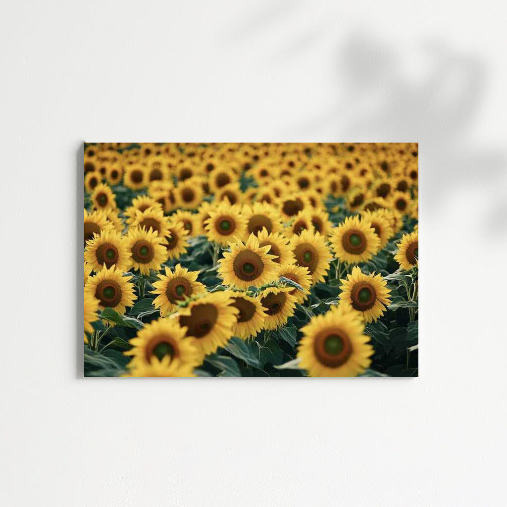 Golden Field of Sunflowers Helianthus: Brightness and Warmth