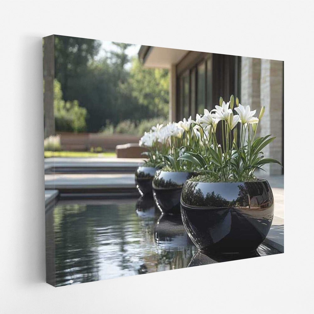 White Casablanca Lilies in Glittering Vases: An Oasis of Tranquility