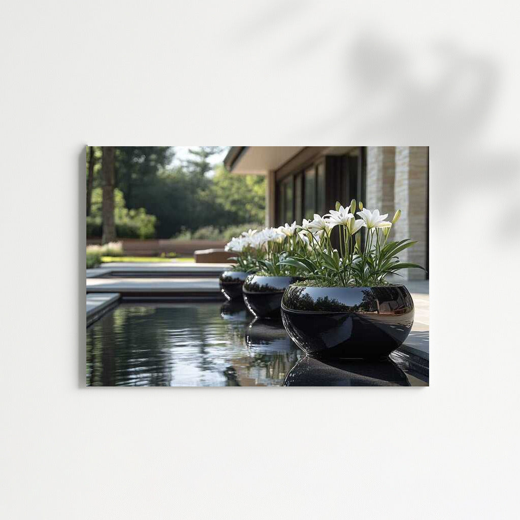 White Casablanca Lilies in Glittering Vases: An Oasis of Tranquility
