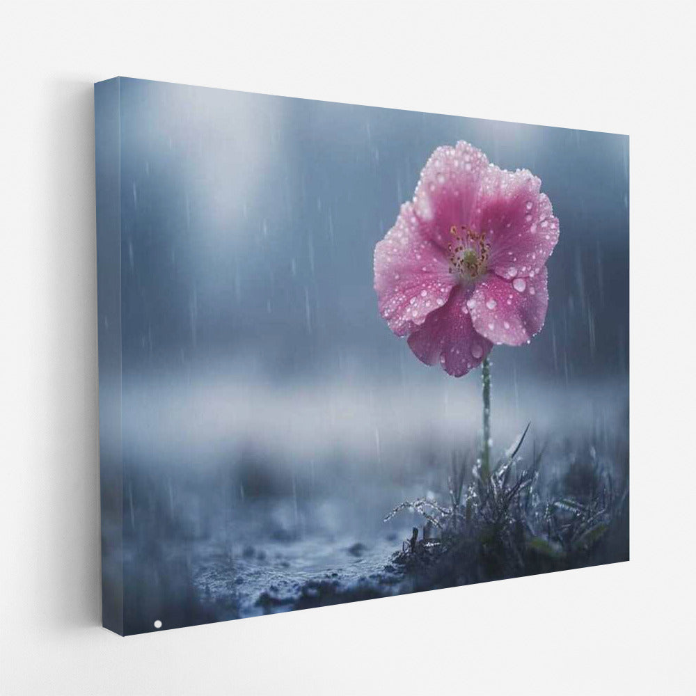 Pink Anemone: Flower of Tenderness on the Rain Background