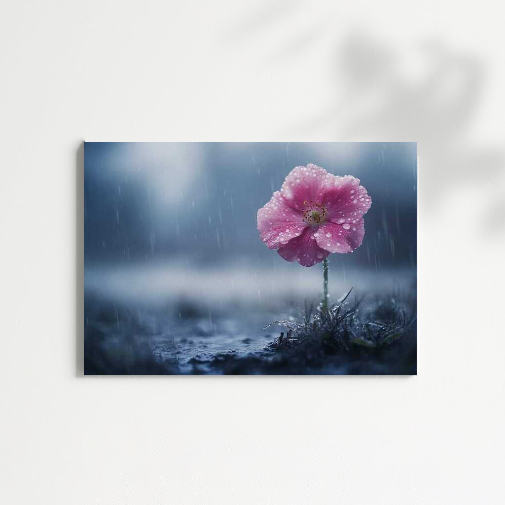 Pink Anemone: Flower of Tenderness on the Rain Background