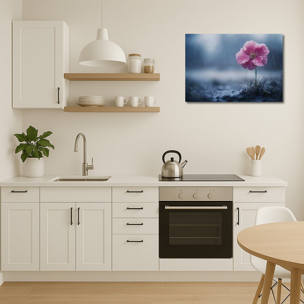 Pink Anemone: Flower of Tenderness on the Rain Background