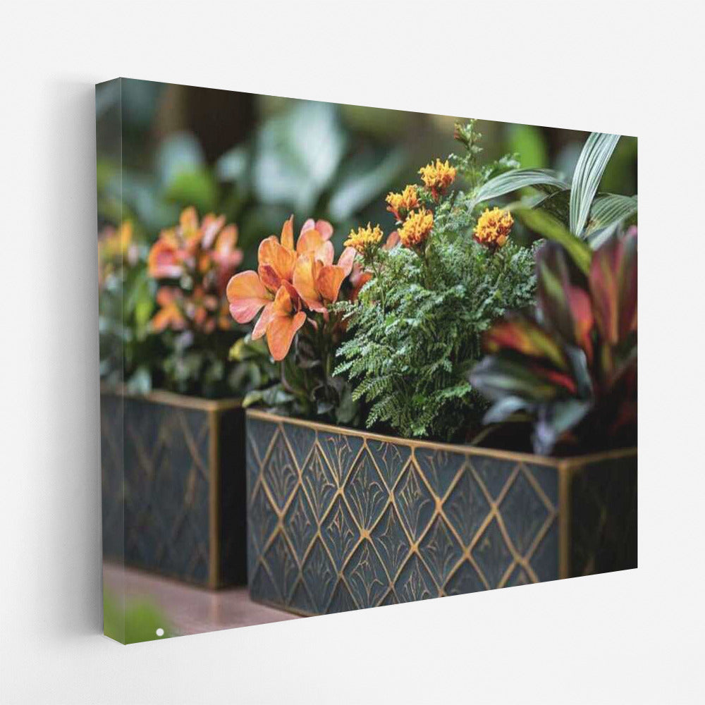 Art Deco Floral Symphony: Marigolds and Kalanchoe