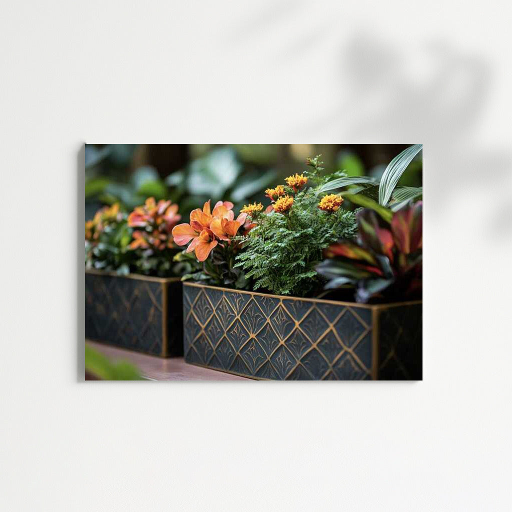 Art Deco Floral Symphony: Marigolds and Kalanchoe