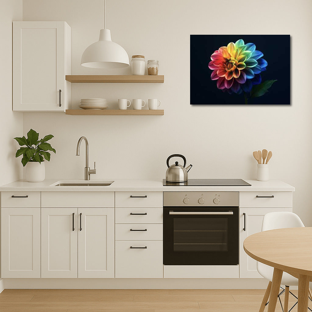 Dahlia in the Dance of Flowers: Bright Poster with a Lonely Flower