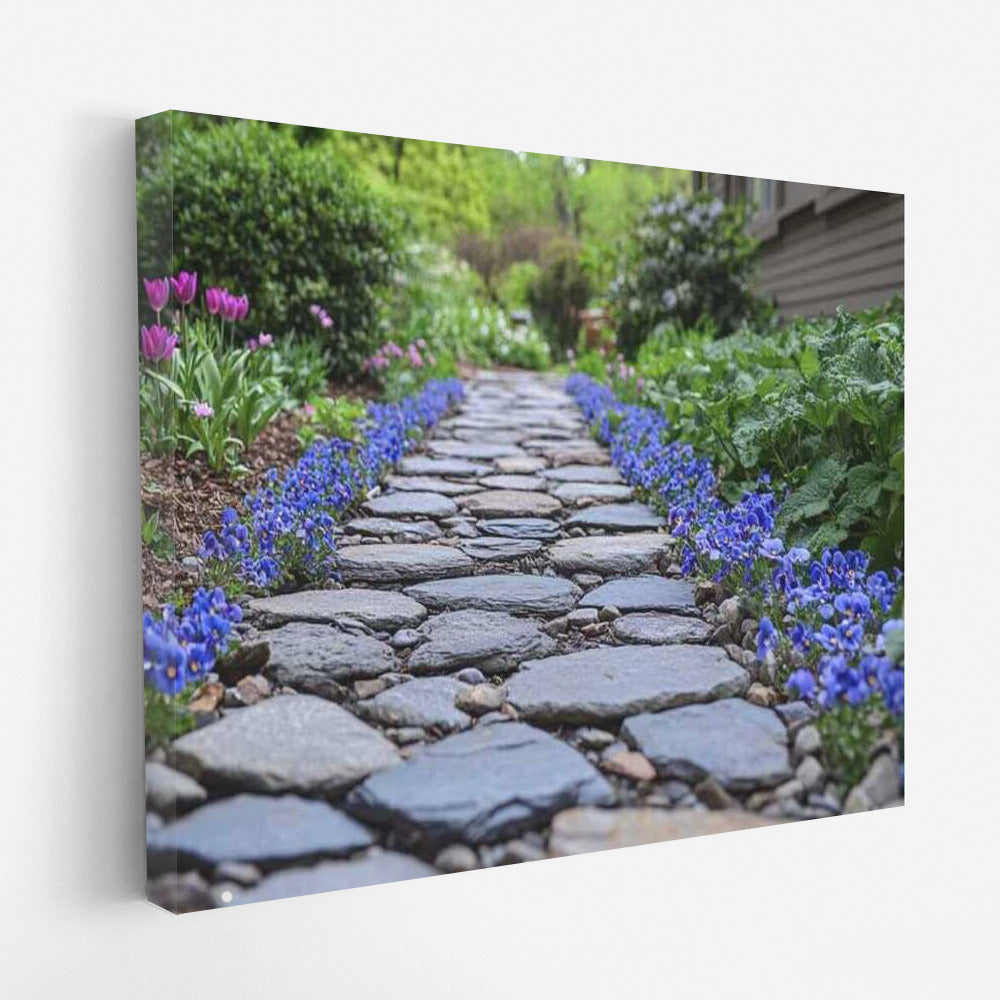 Flower Symphony Along the Stone Path