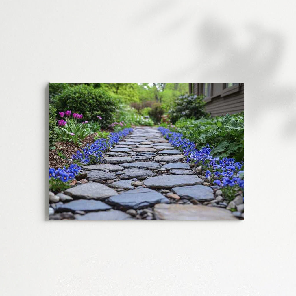 Flower Symphony Along the Stone Path