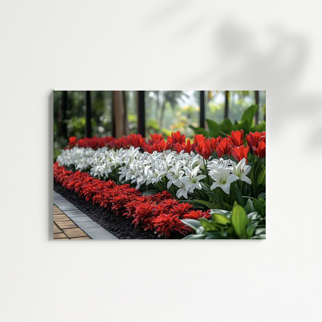 Flower Symphony: Red Lilies and White Tulips