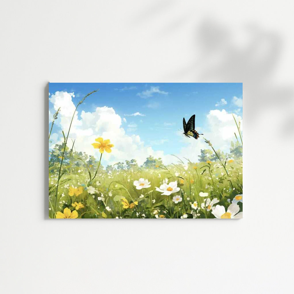 Meadow Daisies and Butterfly: Vibrant Wildflowers for the Interior