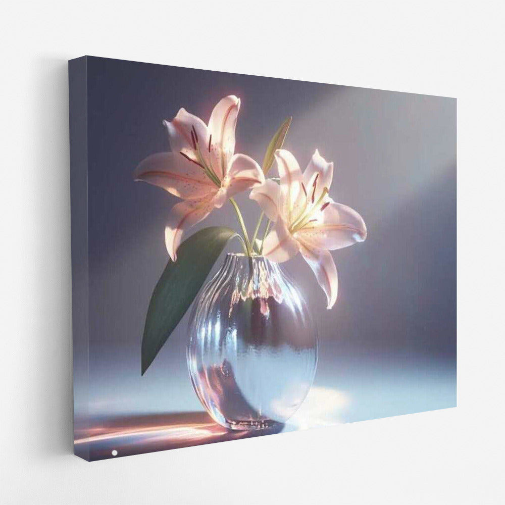 Casablanca Lilies in Glass Vase: Elegant Floral Wall Hanging