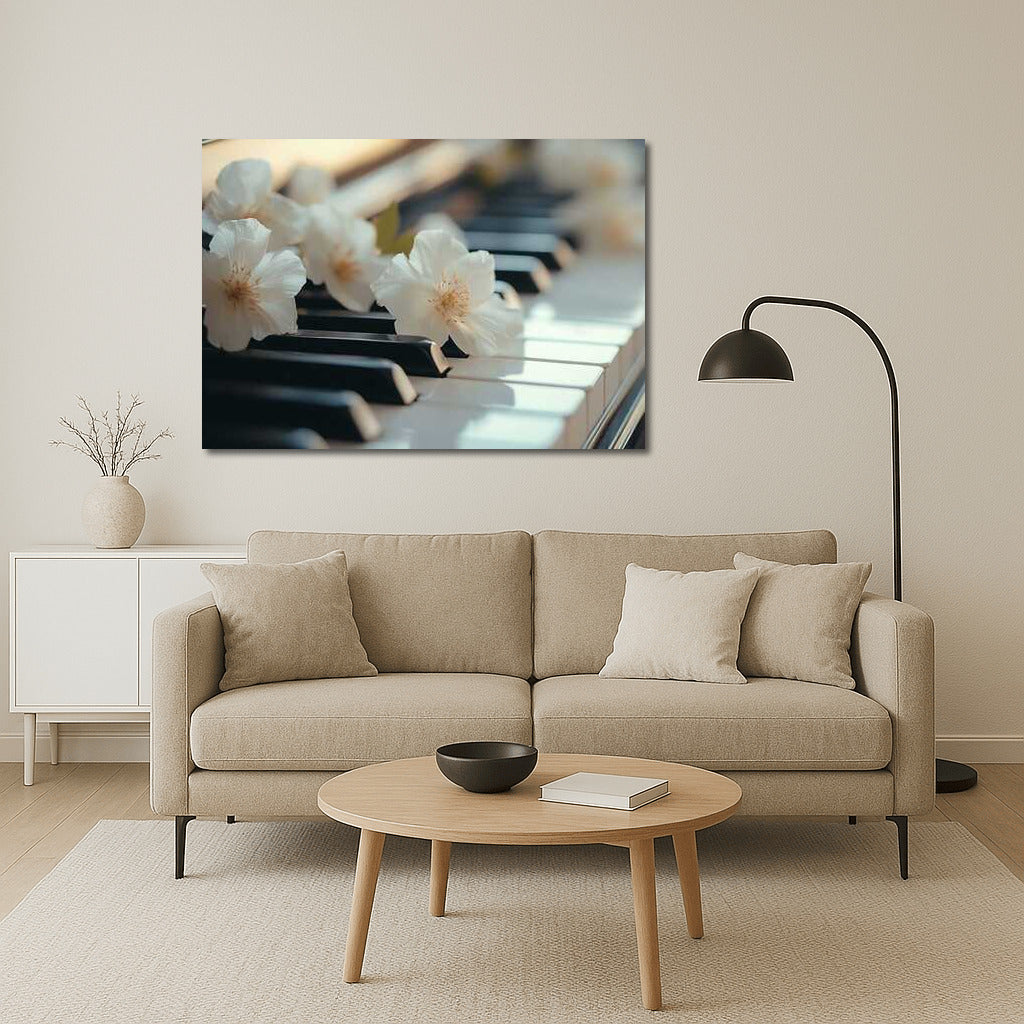 Jasmine Symphony: Delicate Flowers on the Piano Keys
