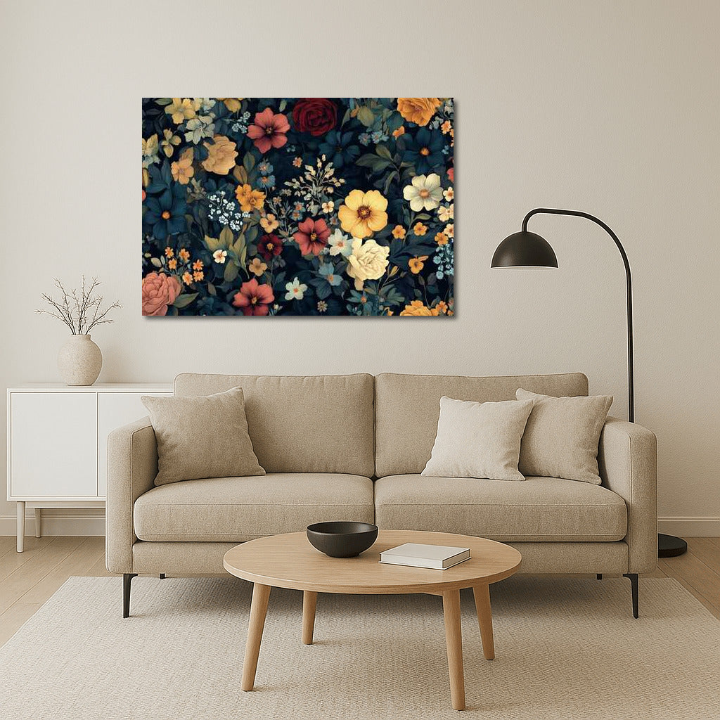 Flower Waltz: Peonies and Anemones in a Bright Pattern