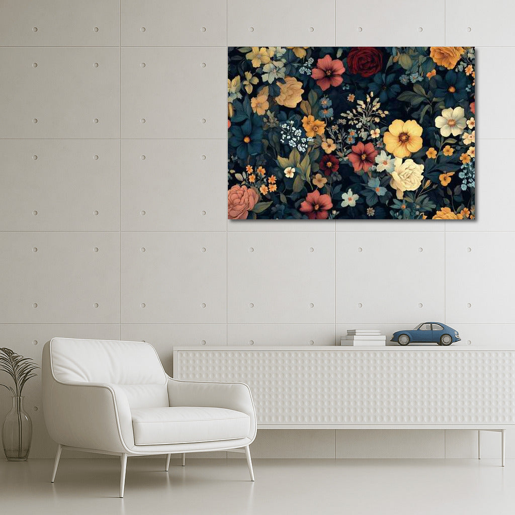 Flower Waltz: Peonies and Anemones in a Bright Pattern