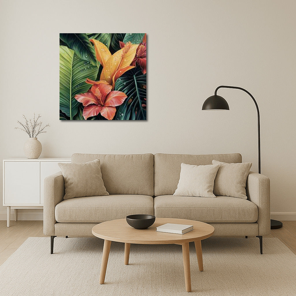 Scarlet Hibiscus and Exotic Greenery: A Tropical Fairytale for the Interior