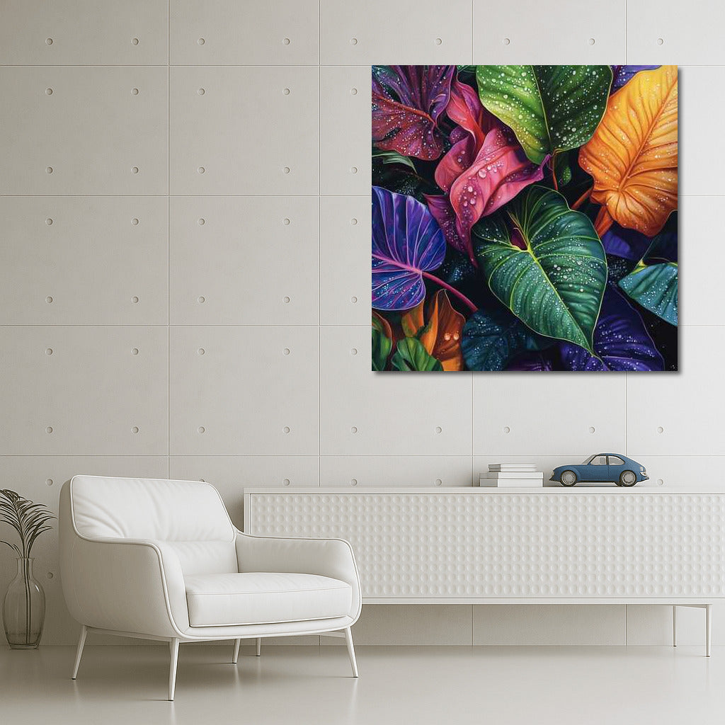 Anthurium in a Tropical Oasis: Exotic Flowers and Leaves