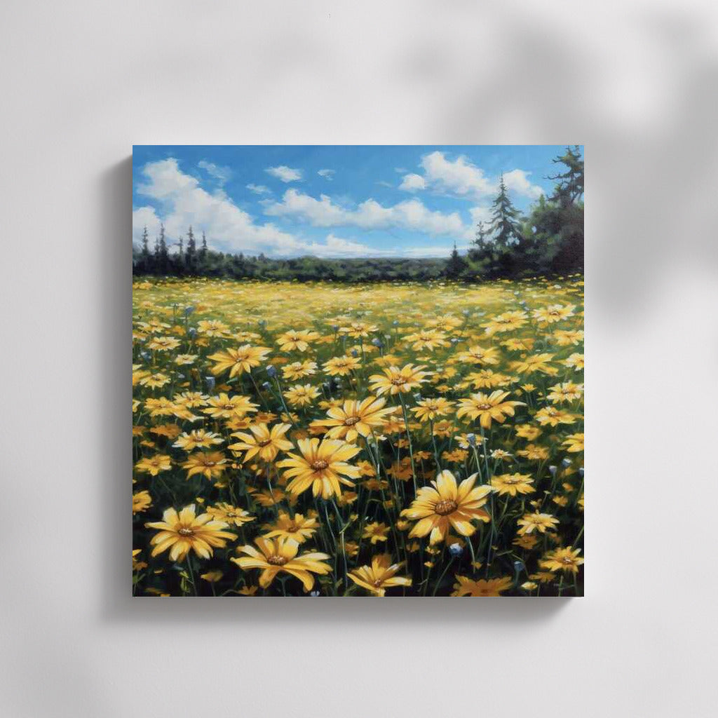 Sunny Field of Daisies: Bright Flowers and Meadow Energy