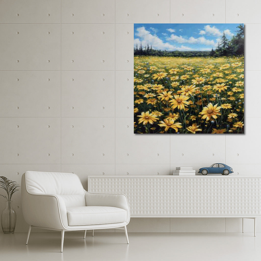 Sunny Field of Daisies: Bright Flowers and Meadow Energy