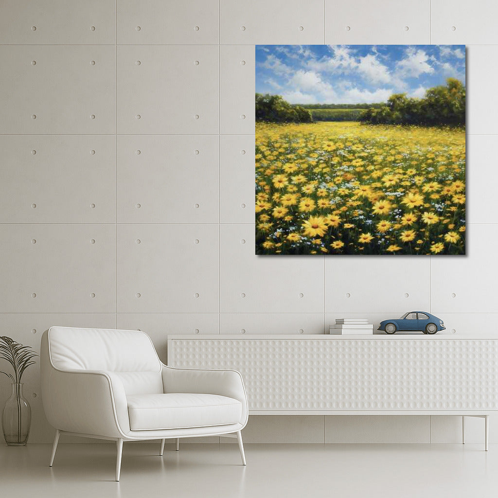 Bright Field of Daisies: Freshness and Beauty of Flowers