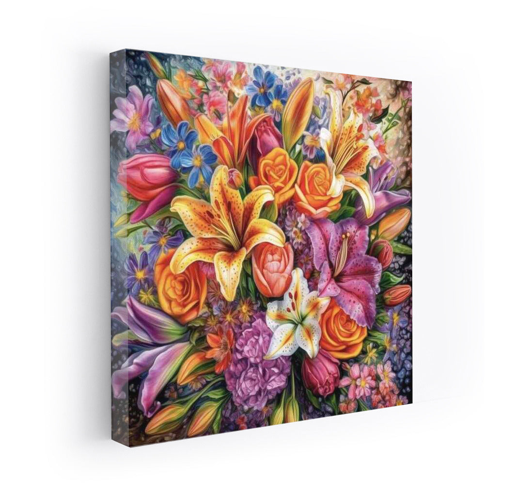 Explosion of Flowers: Bright Bouquet with Lilies and Roses