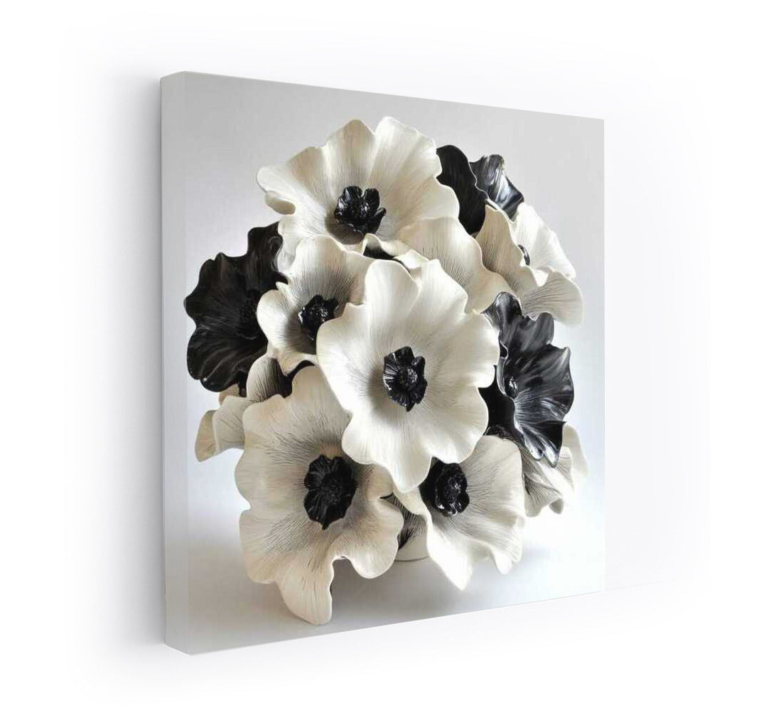 Ceramic Anemones: Black and White Elegance