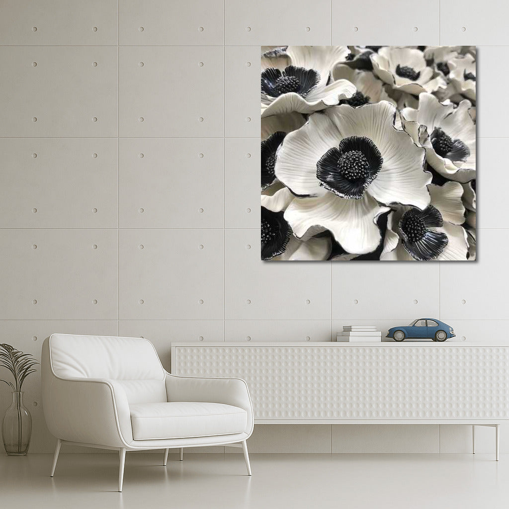 Ceramic Anemones: Black and White Elegance 2