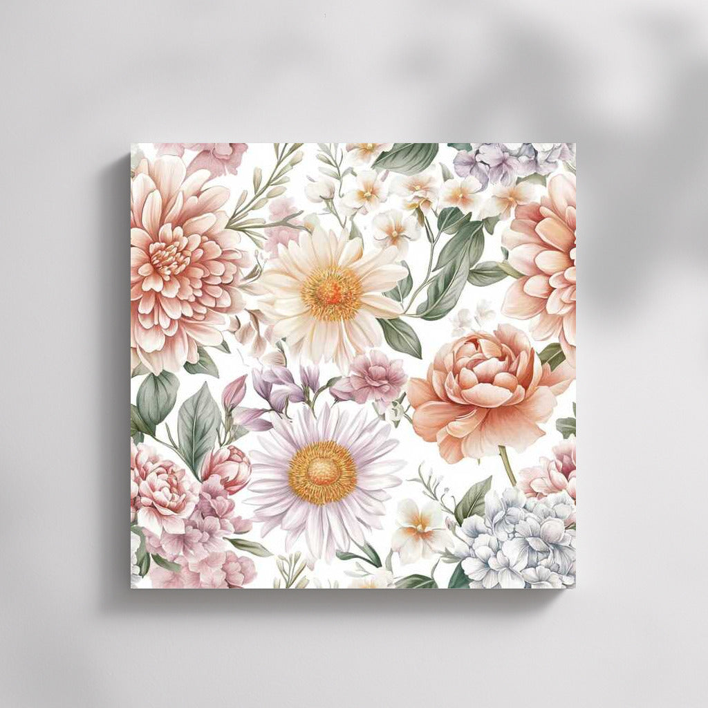Elegant Floral Pattern: Roses, Peonies and Daisies for Interior