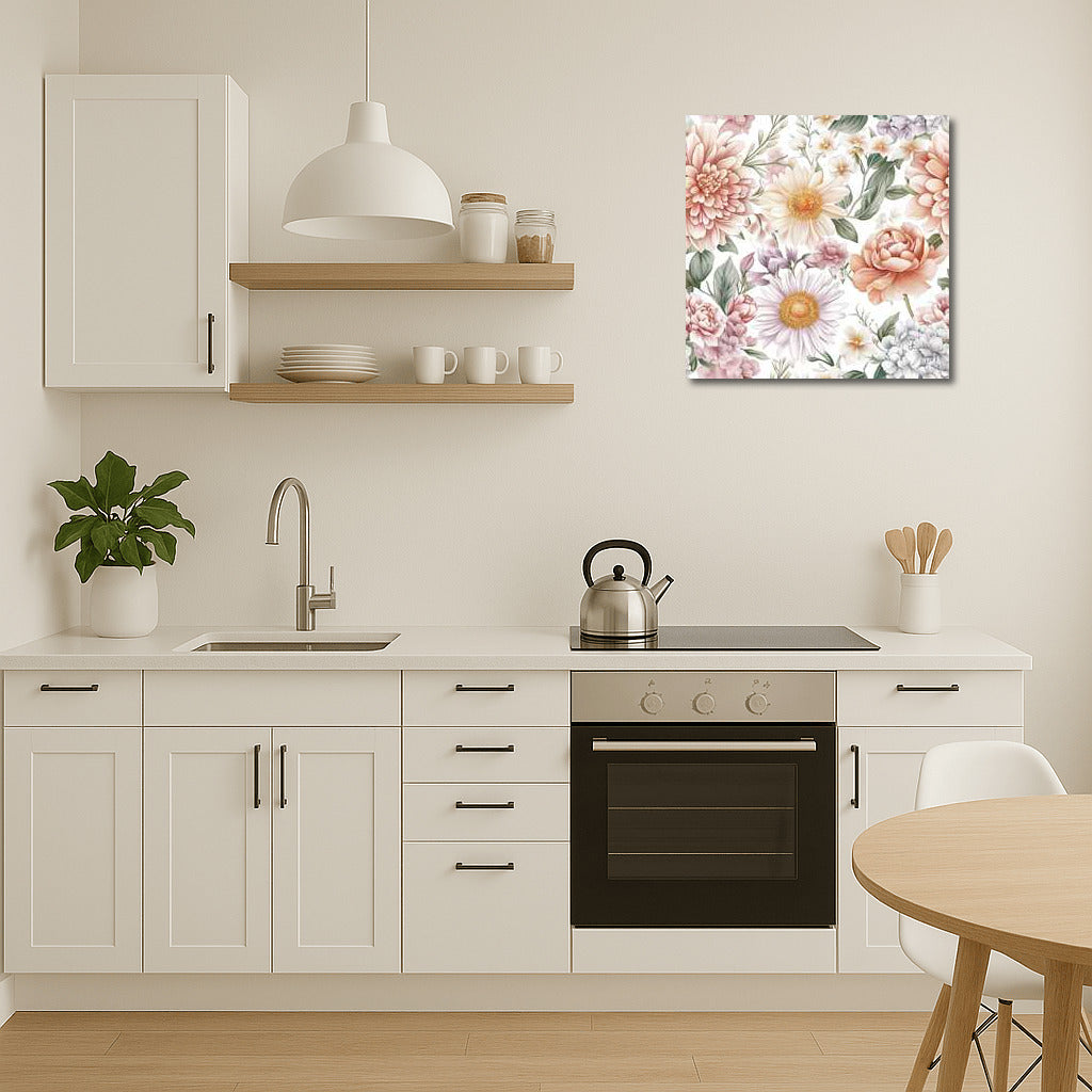 Elegant Floral Pattern: Roses, Peonies and Daisies for Interior