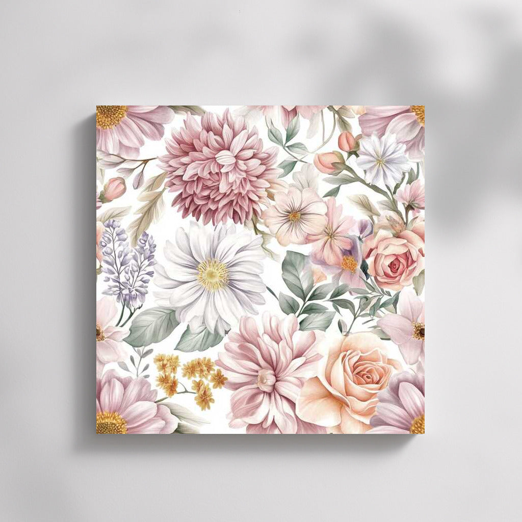 Elegant Floral Pattern: Roses and Chrysanthemums