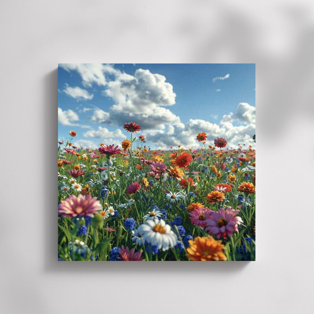 Flower Field: Gerberas and Cornflowers in a Riot of Colors