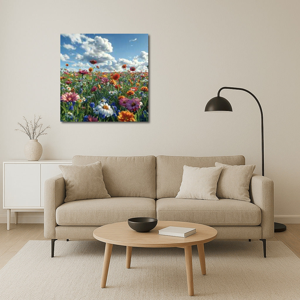 Flower Field: Gerberas and Cornflowers in a Riot of Colors