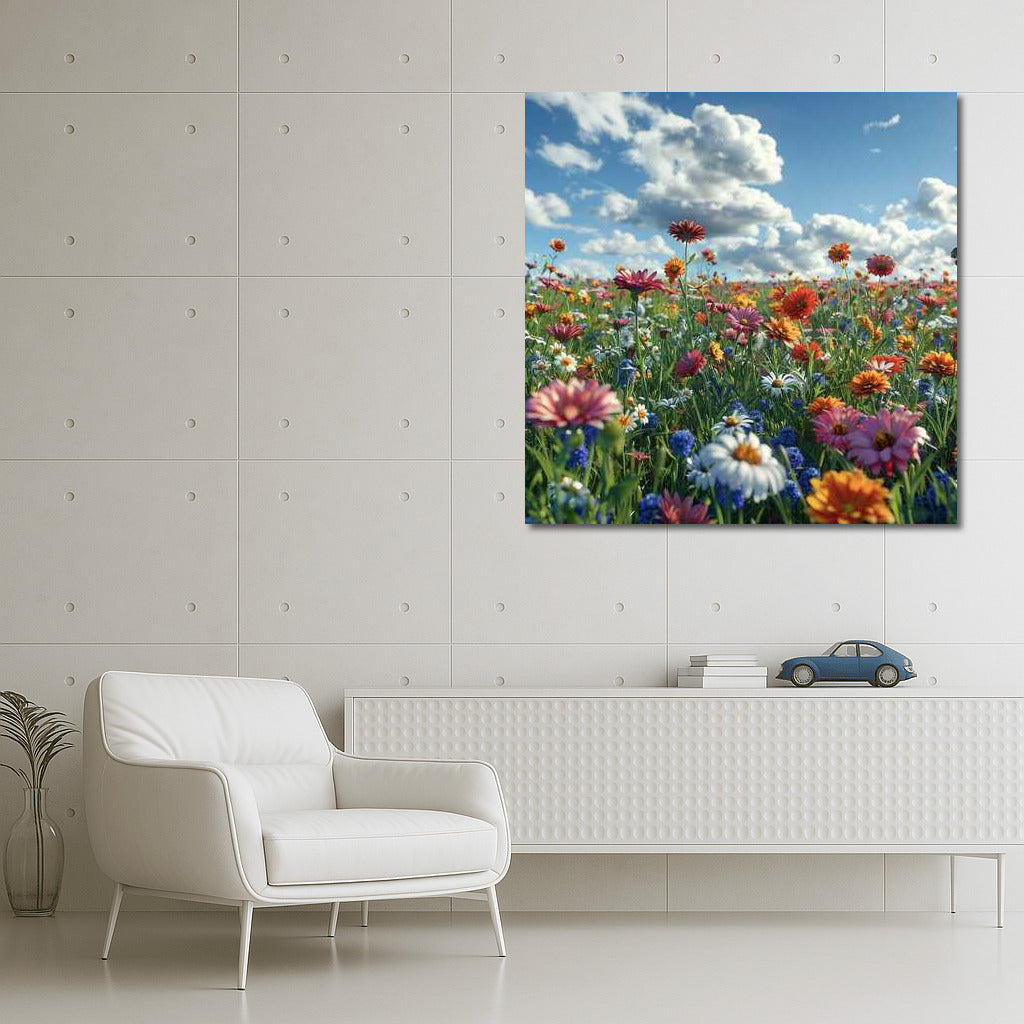 Flower Field: Gerberas and Cornflowers in a Riot of Colors