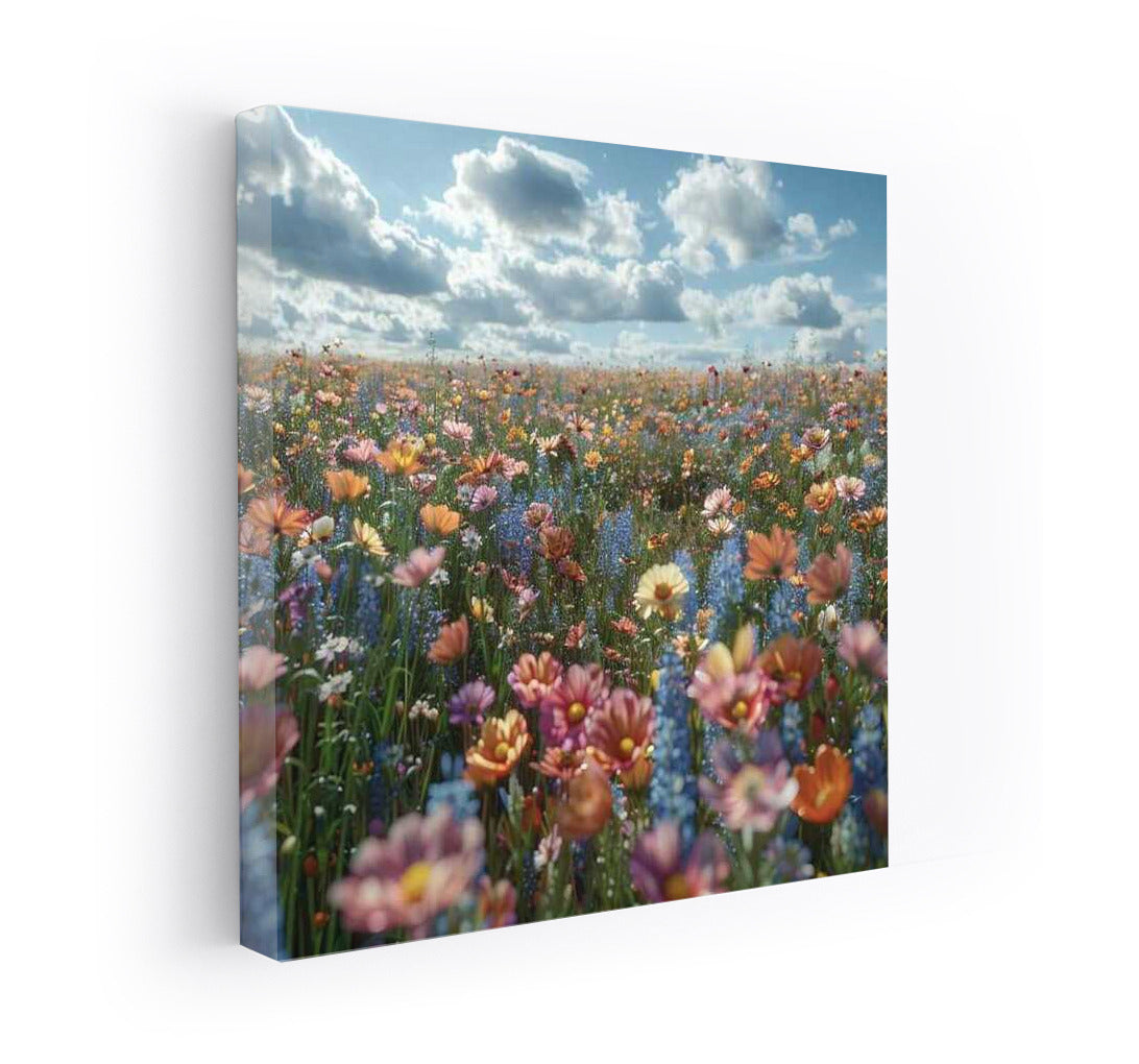Flower Field: Daisies and Lupines in Vibrant Colors