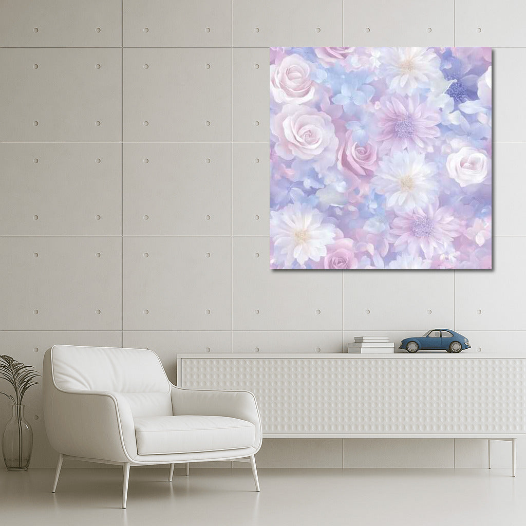 Delicate Roses and Asters: Pastel Floral Ornament