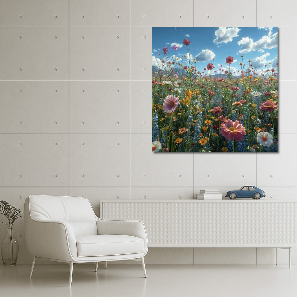Flower Paradise: Field of Cosmoses and Daisies for the Comfort of Your Home