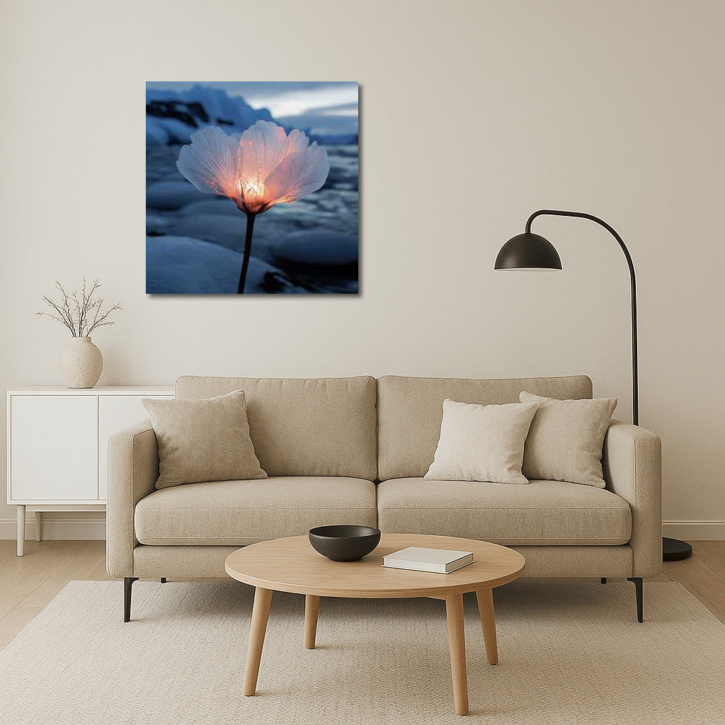 Glowing Antarctic Lotus: Warmth in the Cold