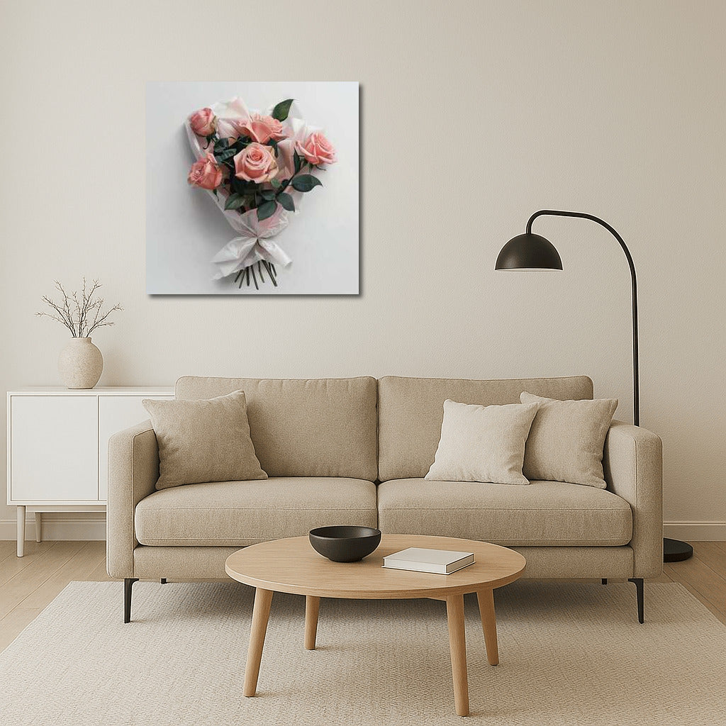 Bouquet of Pink Elegance roses in wrapper: Tenderness and style for your interior