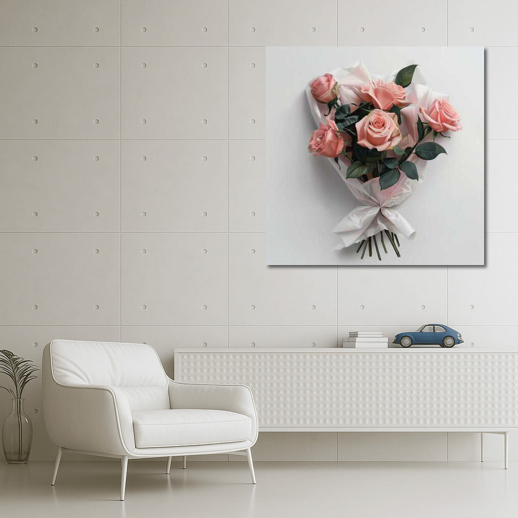 Bouquet of Pink Elegance roses in wrapper: Tenderness and style for your interior