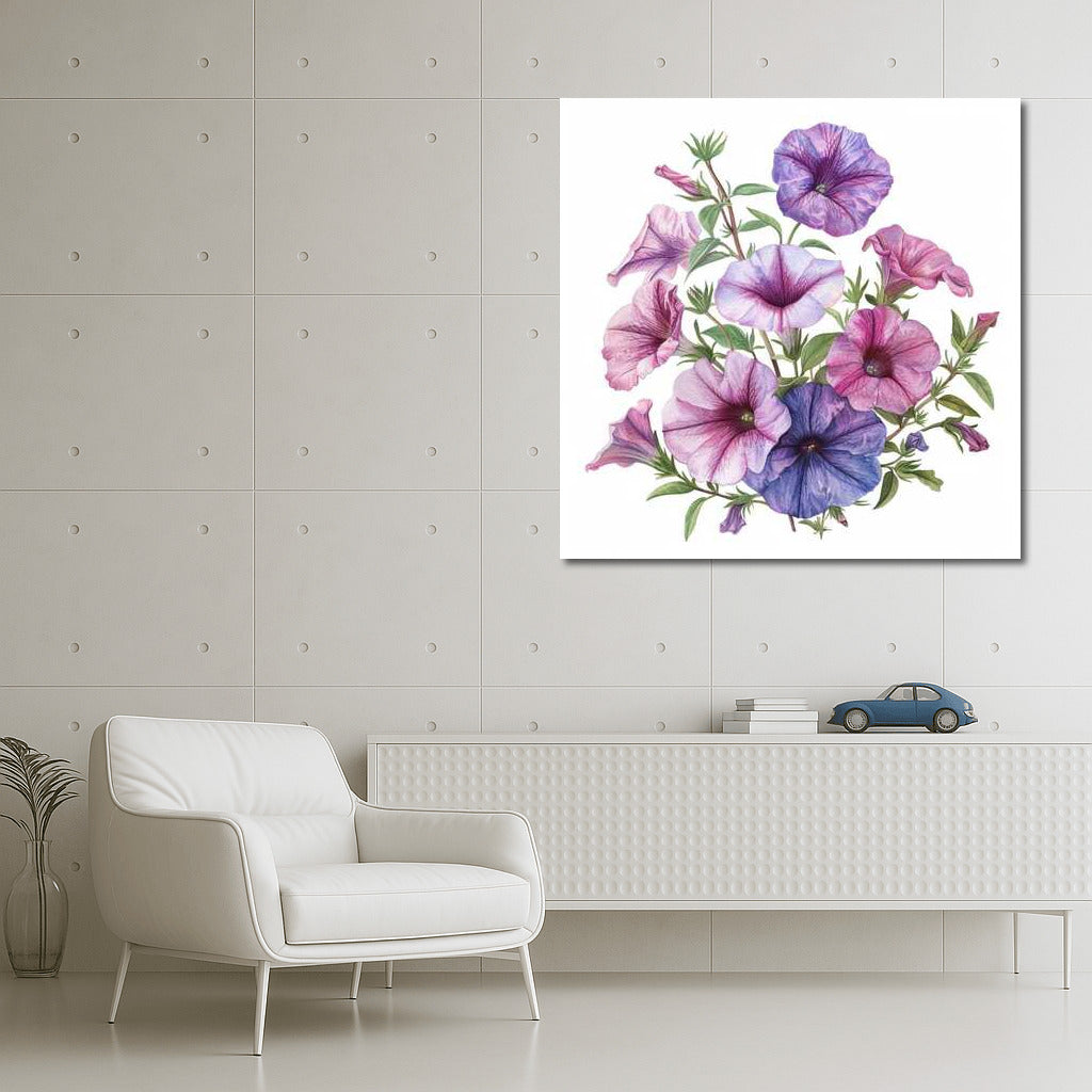 Bouquet of petunias 'Grandijor' in purple and pink tones