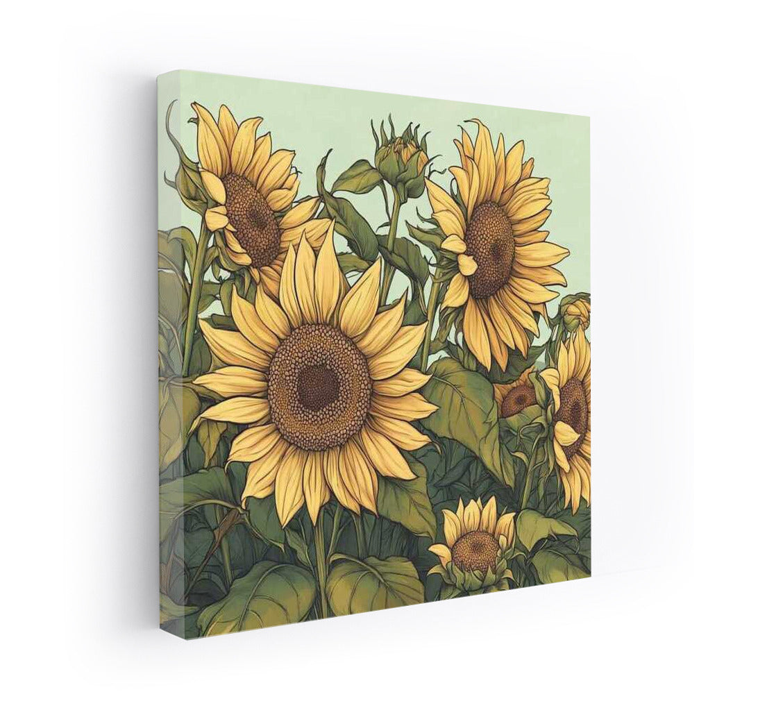 Bright Sunflowers: Helianthus Sunshine Illustration