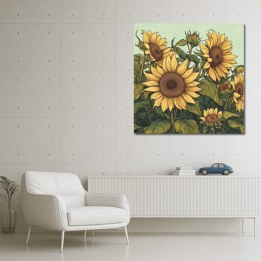 Bright Sunflowers: Helianthus Sunshine Illustration
