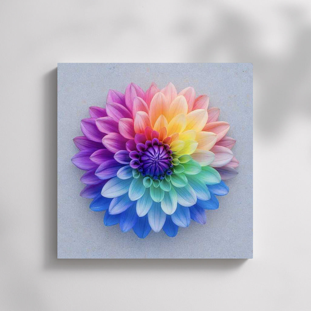 Rainbow Dahlia: Floral Explosion on the Wall