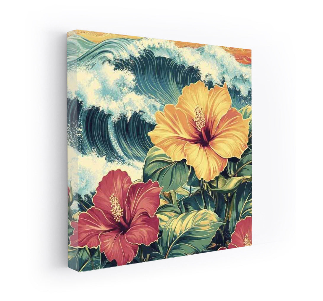 Tropical Explosion: Hibiscus Rosa-Sinensis in Oceanic Freshness