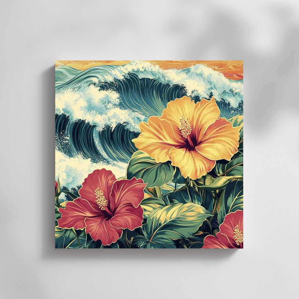 Tropical Explosion: Hibiscus Rosa-Sinensis in Oceanic Freshness