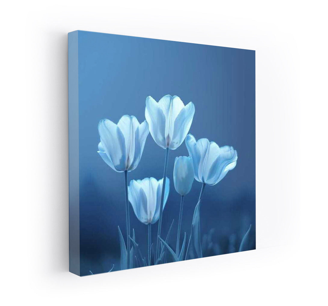 White Tulips Triumph on Blue Screen: Blue Screen Tulips 2